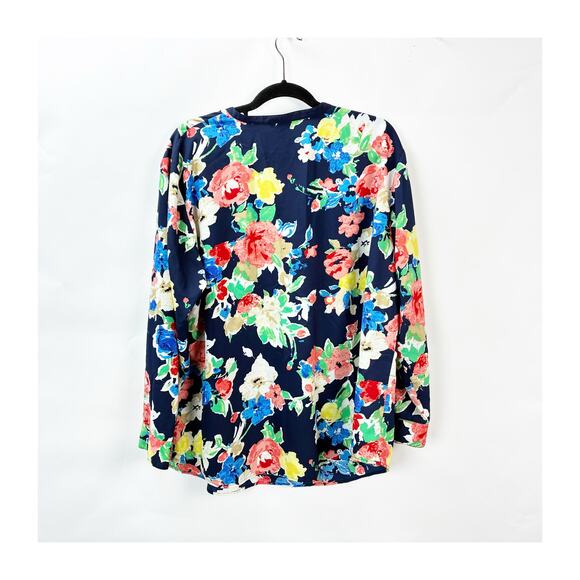 Lauren Ralph Lauren Split‑Neck Floral Tunic Blouse 3X Plus Women Navy Multicolor - Picture 6 of 9